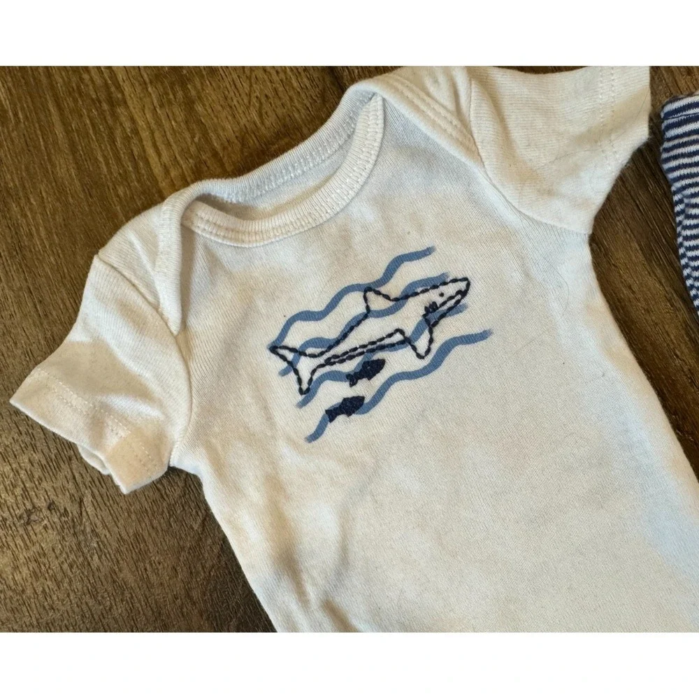 Carters Preemie Baby Boy Outfit‎ Bodysuit Pants 2 Piece Set Reborn Doll Shark